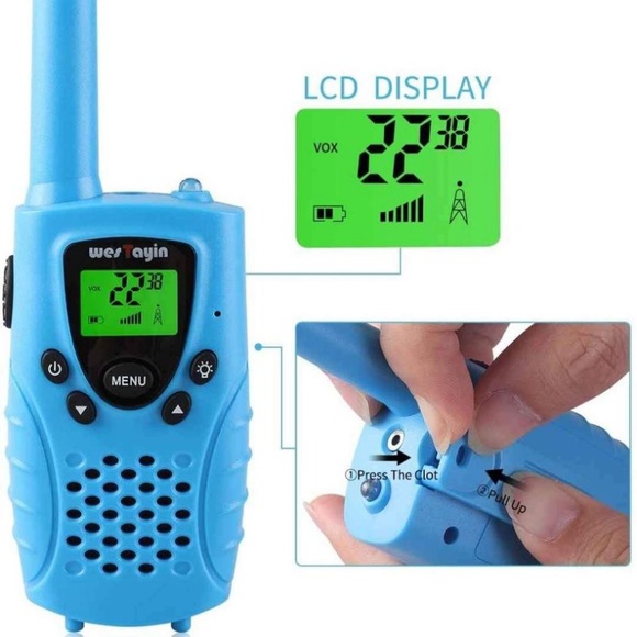 Kids Walkie Talkies Rechargeable, 4 Mile Range Flashlight Batteries Included - Picture 3 of 6